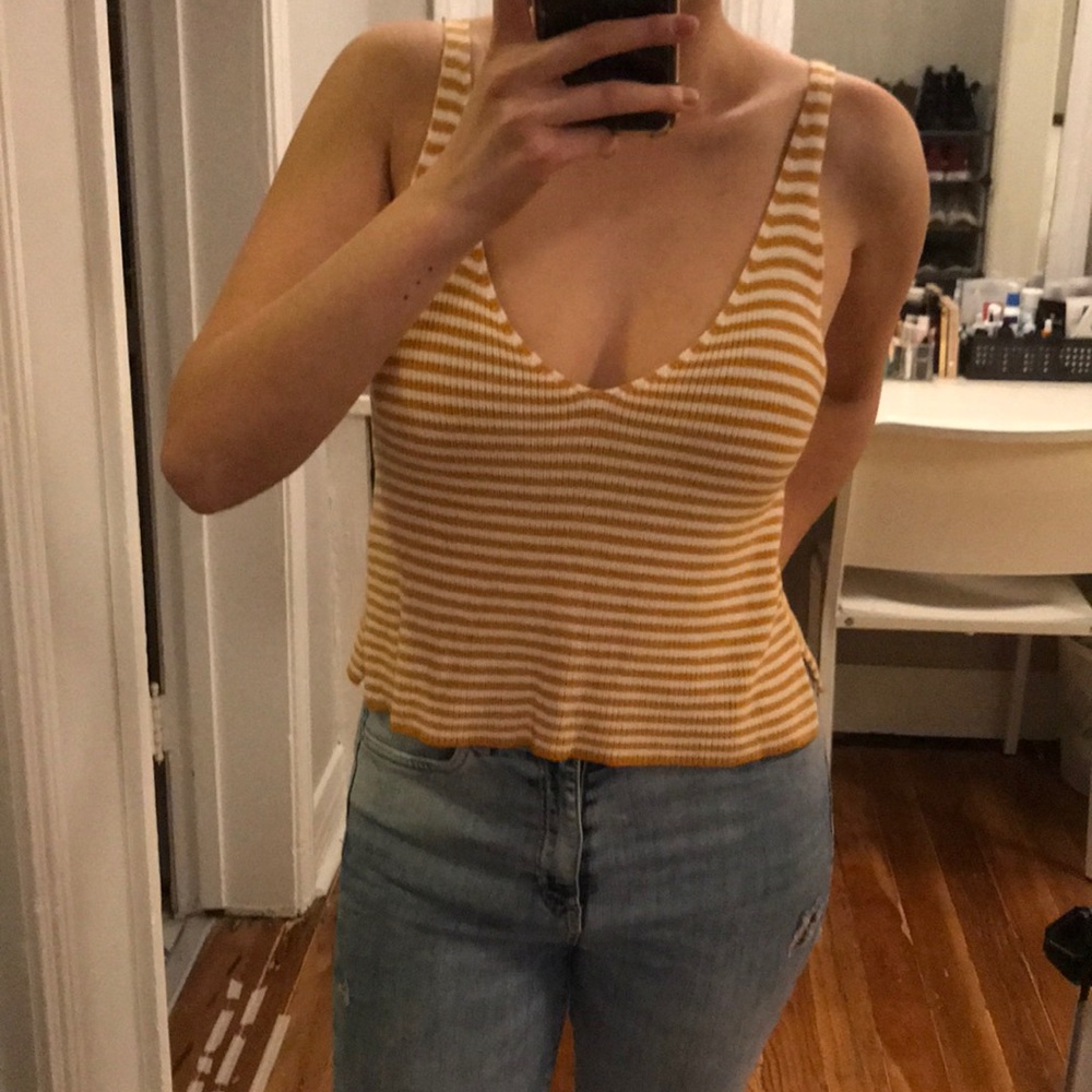 Yellow and white knit tank